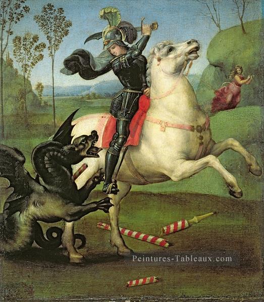 St George Luttant contre le Dragon Renaissance Raphaël Peintures à l'huile
